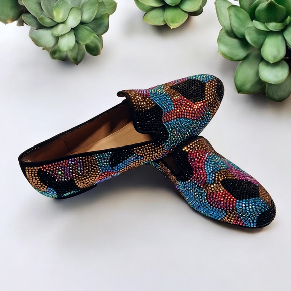 Steve Madden Concord Size 8 Multi-colored Rhinestone Flats - Picture 9 of 16